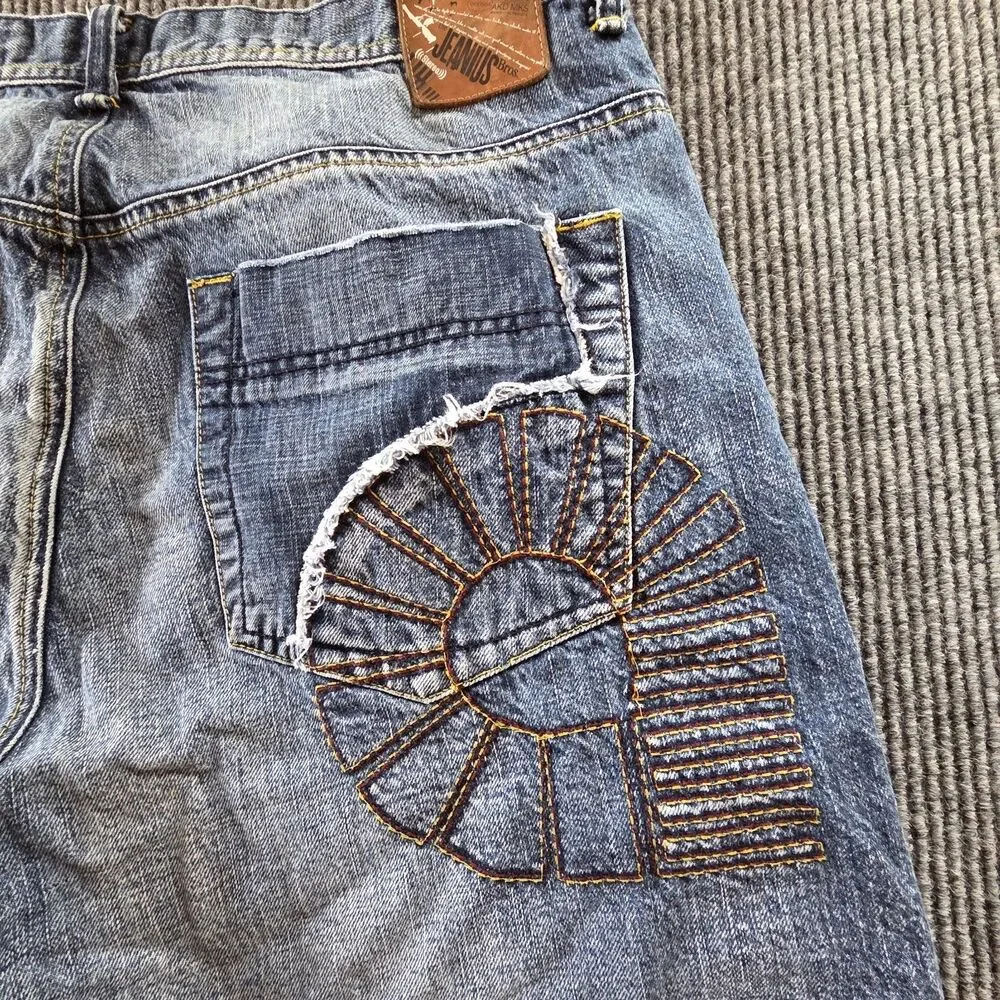 Y2K Vintage Akademiks Jeanius Mens Jean Shorts Size 40 Acid Wash